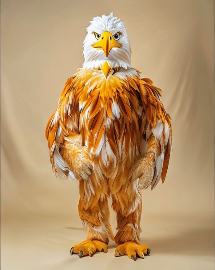 Blaze the Eagle mascot costume — full body studio view