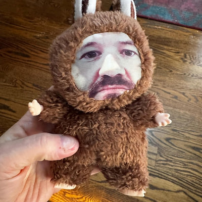 Brown face plush keychain in laura’s Etsy photo review