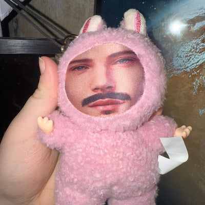 Pink face plush keychain in Mika’il’s Etsy photo review