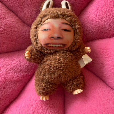 Brown face plush keychain in Ina’s Etsy photo review